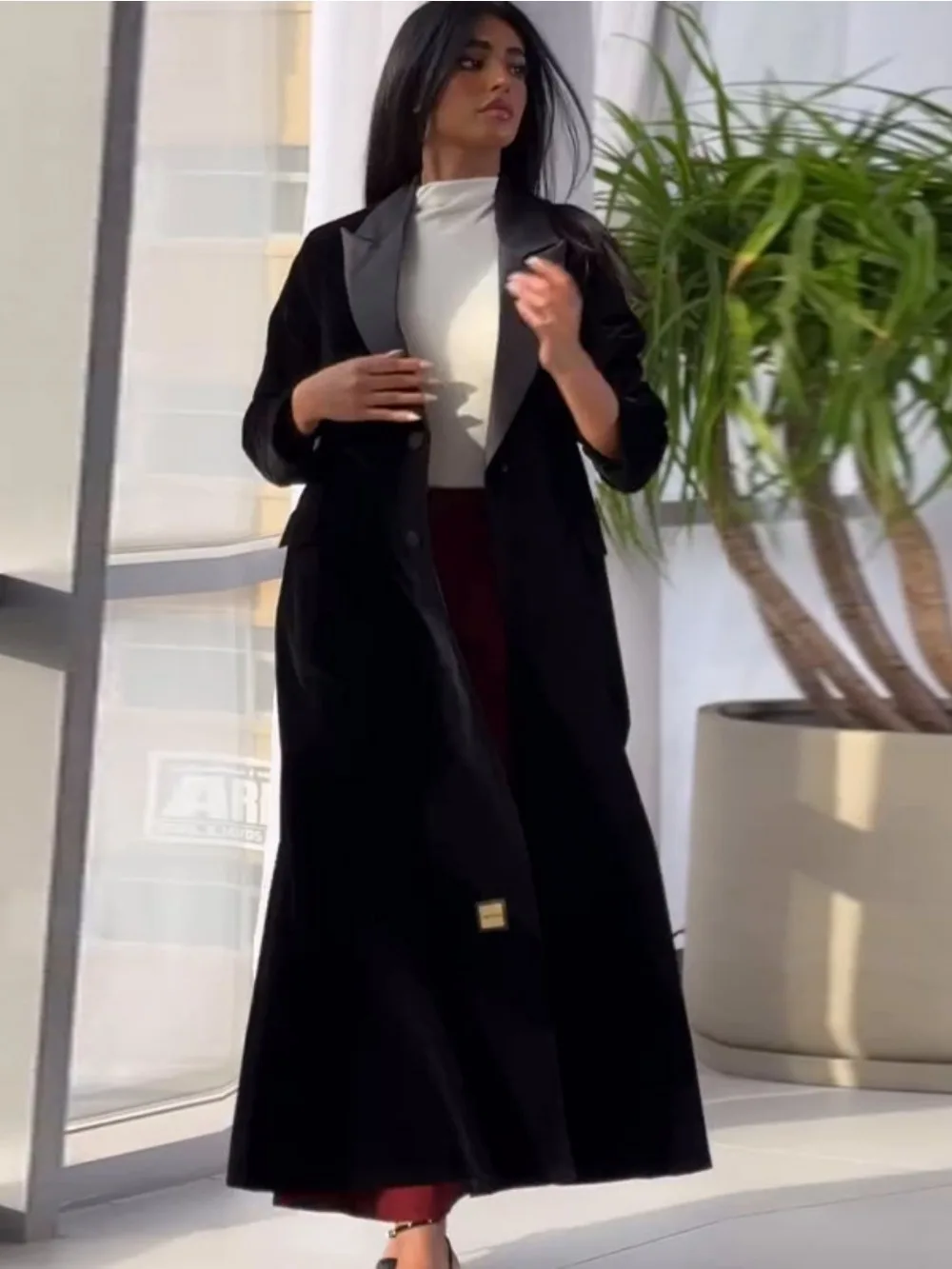 Pardessus à boutonnage simple pour femmes musulmanes, abaya, Eid, revers, marocain, dubaï, caftan, arabe, décontracté, long