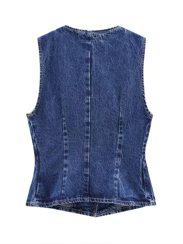 Gilet femme 2025 nouvelle mode Denim gilet haut dames décontracté recadrée sans manches veste manteau Streetwear gilet vêtements d'extérieur