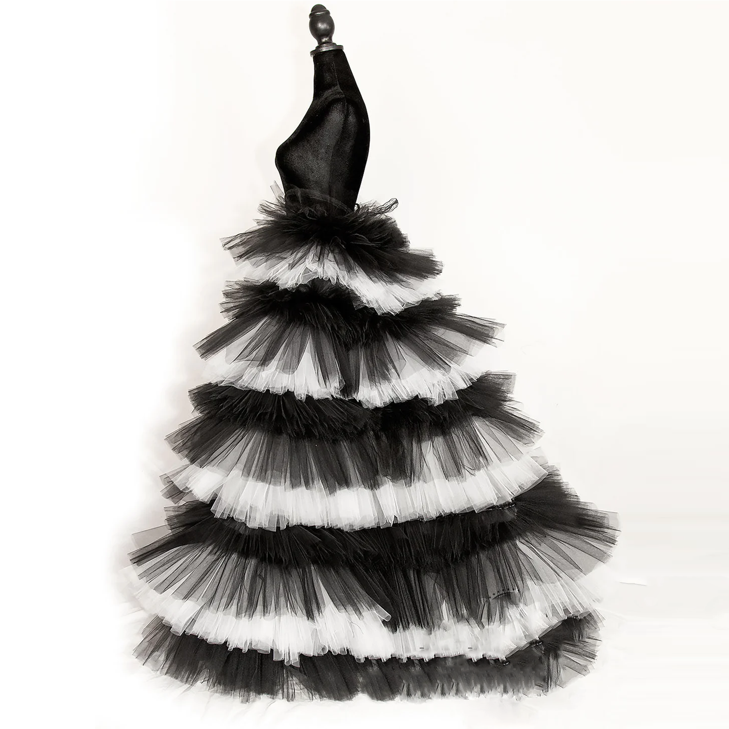 La chapelle fenêtre Tulle noir et blanc surjupe Train détachable taille élastique à plusieurs niveaux maille bouffante jupe amovible femmes superposition