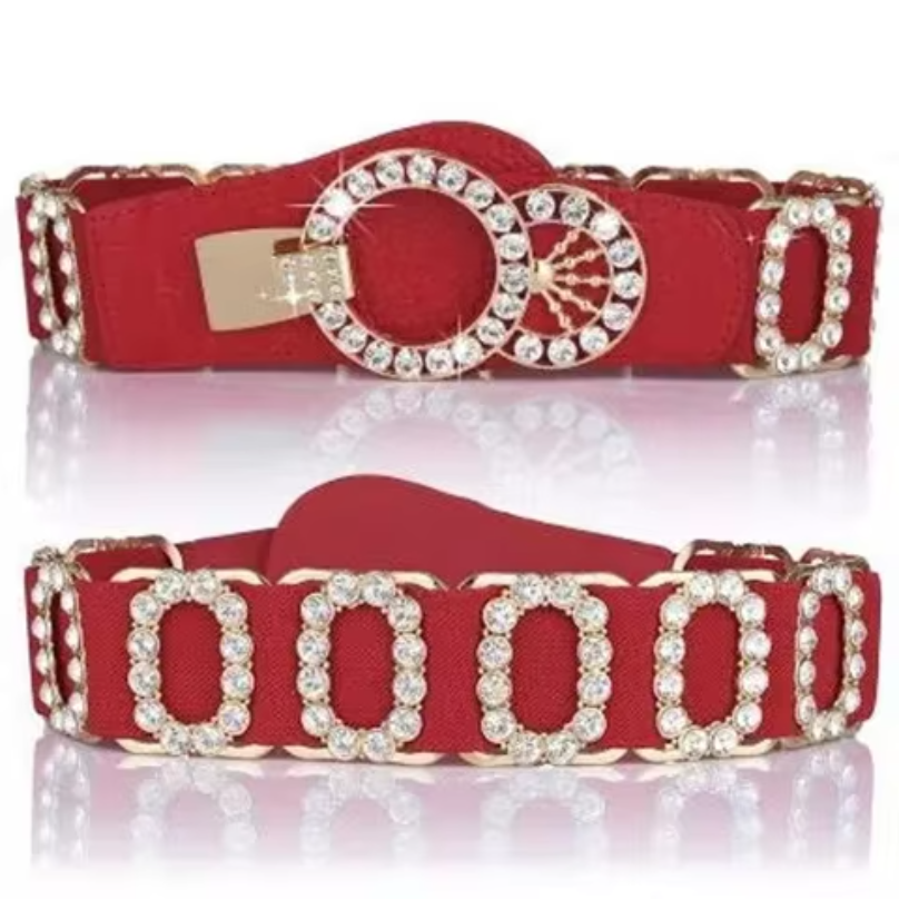 Ceinture pour femme, ceinture décorative pour femme, ceinture élastique à la mode avec incrustation de diamants, ceinture élastique, ceinture élargie