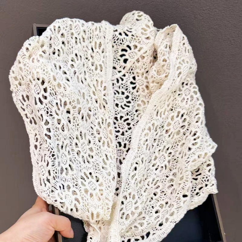 Écharpe en dentelle florale pour femmes, 1 pièce, idéale pour le style plage, attache-cheveux, bandana, tenues d'été, bandeau de plage