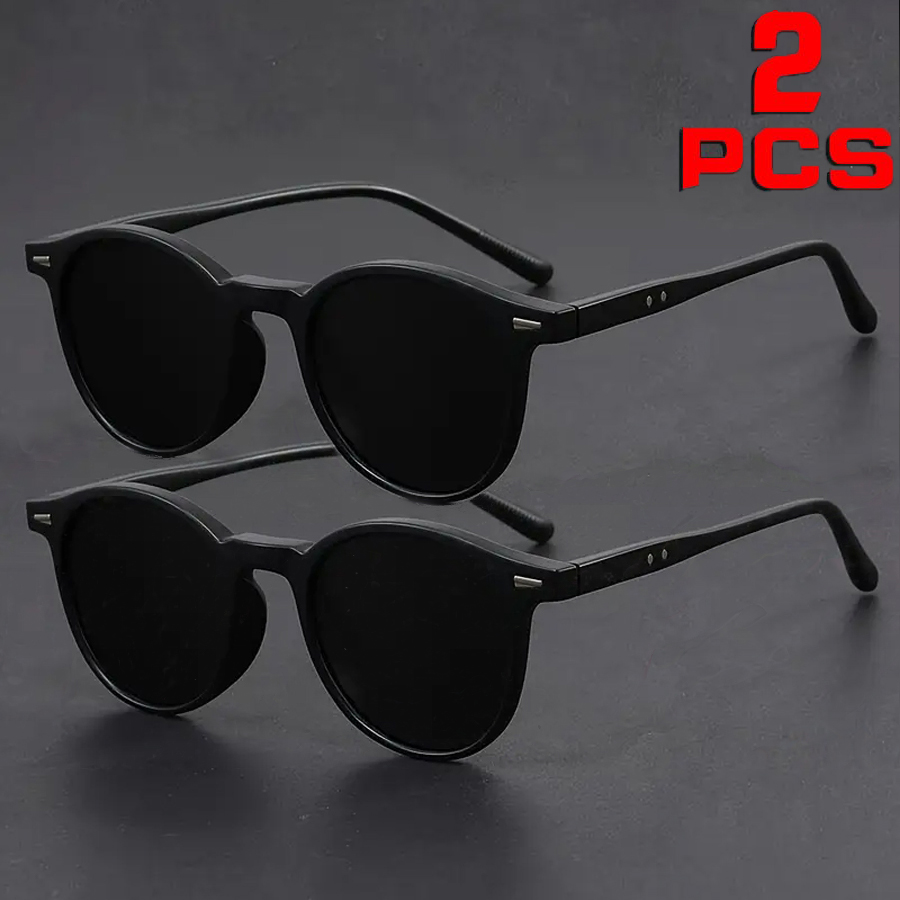 2 paires de lunettes à monture ronde tendance, unisexes - idéales pour la photographie de rue, les festivals de musique, les concerts, pour petits visages