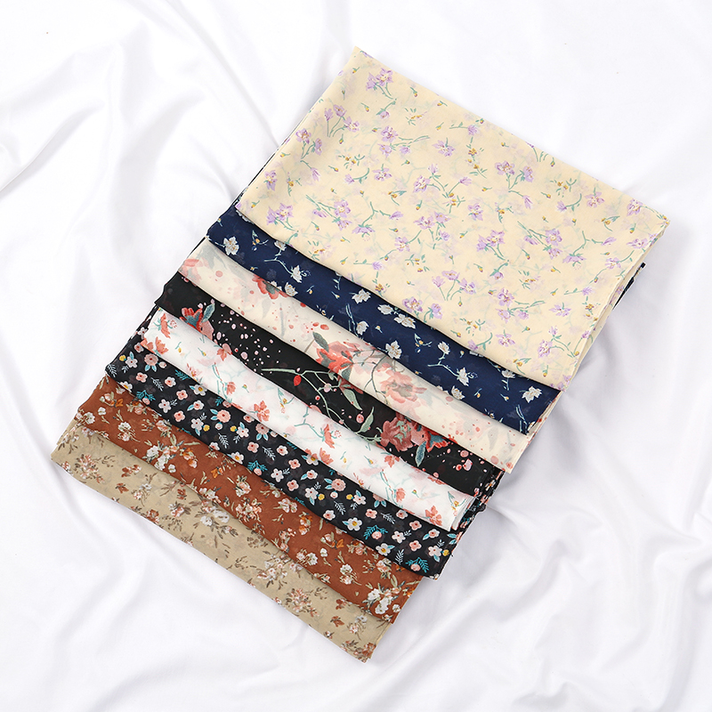 Foulard Carré Imprimé Floral en Mousseline de Soie pour Femme Musulmane, Hijabs, Châles Élégants, Turban Ethnique Islamique, 115cm