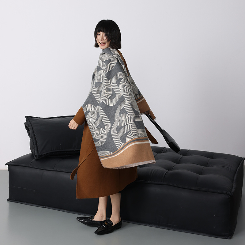 Couverture épaisse en cachemire pour femme, écharpe chaude, Pashmina, châle, enveloppes d'hiver, imprimé Bufanda, nouveau Design à rayures, Poncho, 2025