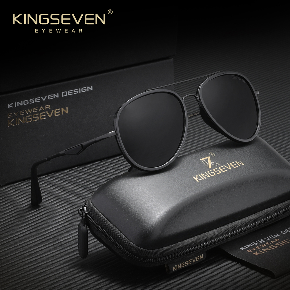 Lunettes de soleil polarisées classiques pour hommes de la marque KINGSEVEN, lunettes de soleil pilote UV400, lunettes de conduite pour femmes