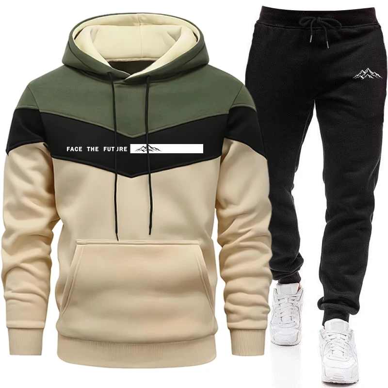 Ensemble de survêtement décontracté pour homme – Sweat à capuche et pantalon de jogging pour sports de plein air – Collection Automne-Hiver – Modèle unique à assortir