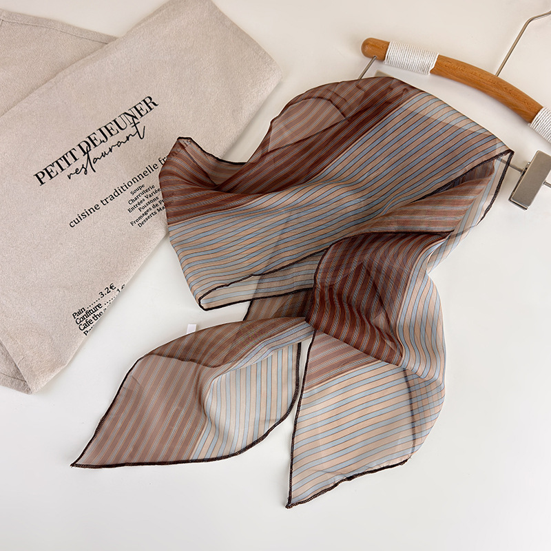 Écharpe longue pour femme, ruban rétro bicolore, bandeaux, cravate, foulard en soie, ceinture décorative, accessoires pour foulard de tête