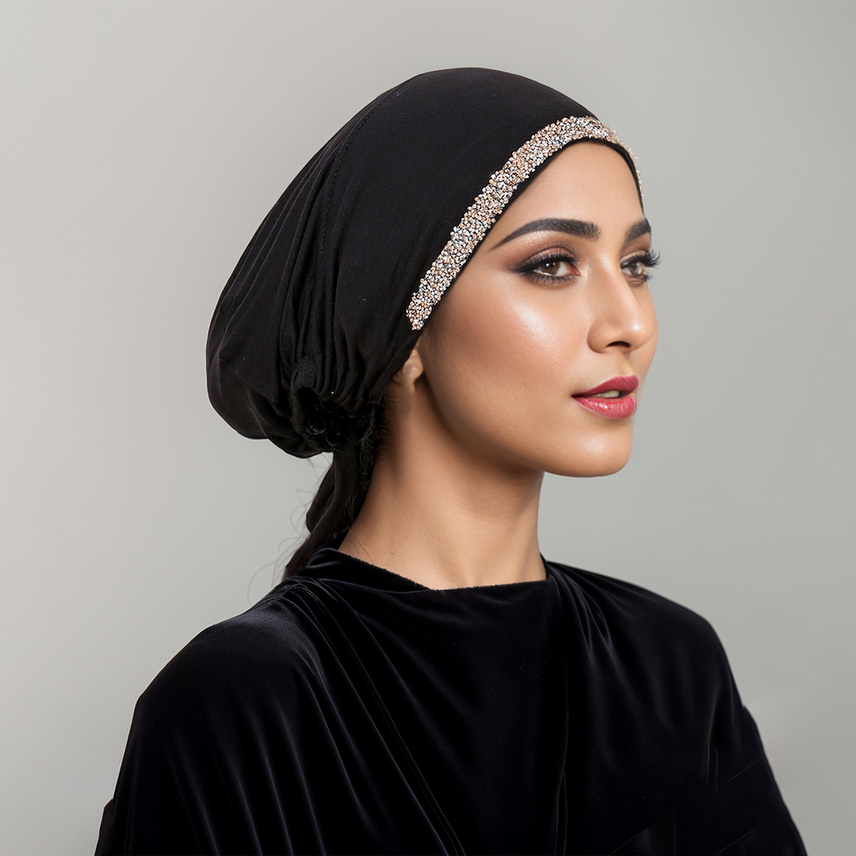 Nouveau Modal strass bande musulman Turban chapeau intérieur Hijab casquettes islamique sous-écharpe Bonnet inde chapeaux femme bandeau Turbante Mujer