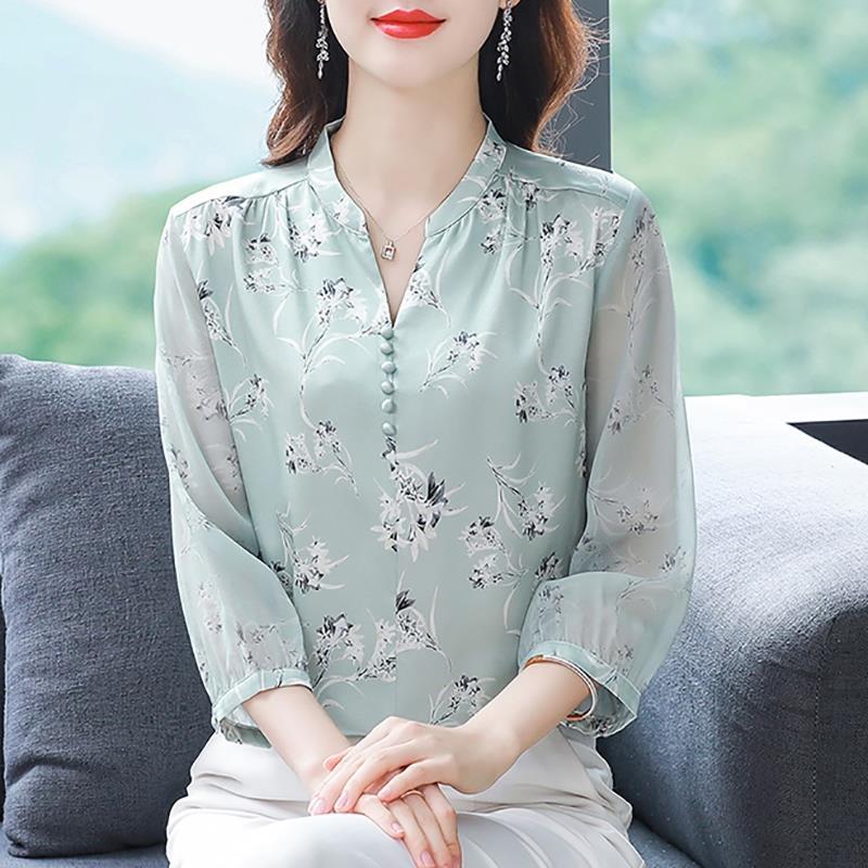 Chemise en mousseline de soie pour femmes, pull à la mode et Chic, haut à manches centrales, nouvelle collection été 2025
