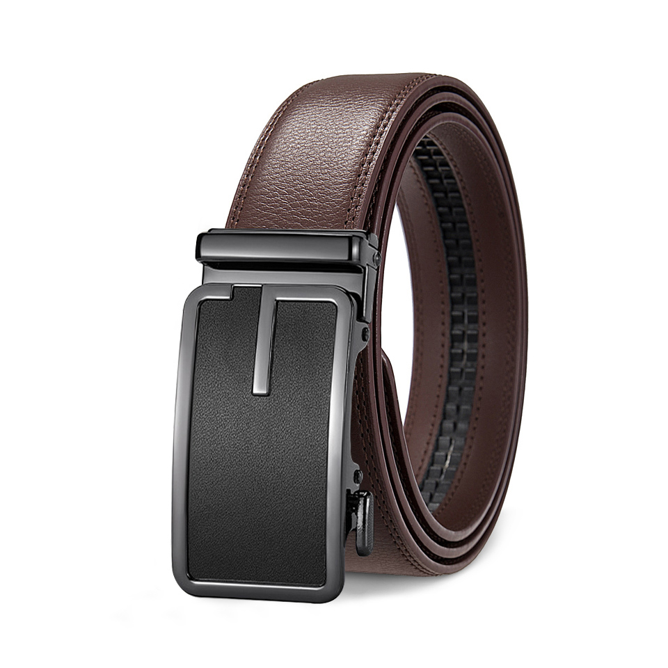 Ceinture à boucle automatique de luxe pour hommes, cuir véritable de haute qualité, ceinture de mode décontractée et professionnelle, noire et marron, découpable
