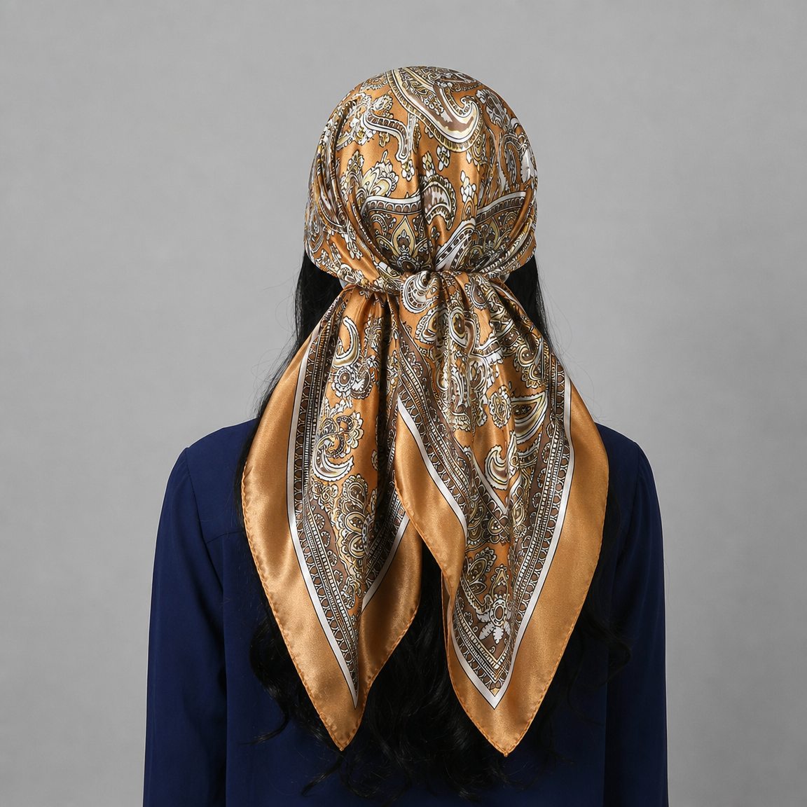 Foulard carré imprimé léopard 90 cm en satin de soie, bandeau, hijab pour femme musulmane, accessoire de mode pour cheveux, style rock, foulard islamique