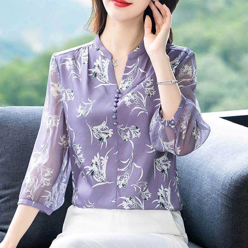 Chemise en mousseline de soie pour femmes, pull à la mode et Chic, haut à manches centrales, nouvelle collection été 2025