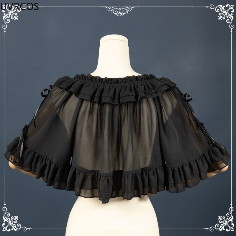 Été doux Lolita châle manteau femmes Vintage élégant nœud pansement en mousseline de soie Cardigan ample couverture extérieure haut mignon mince maille Cape manteau