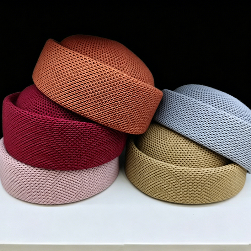 Chapeau de paille respirant en maille pour femme, style japonais, élégant, coloré, pour l'été en extérieur, avec dessus concave circulaire, type calotte ou béret