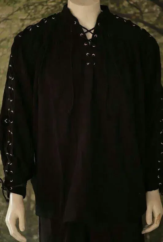 Adulte hommes médiéval chevalier guerrier Costume vert tunique vêtements Norman Chevalier tresse Pirate Saxon chemise haute pour hommes