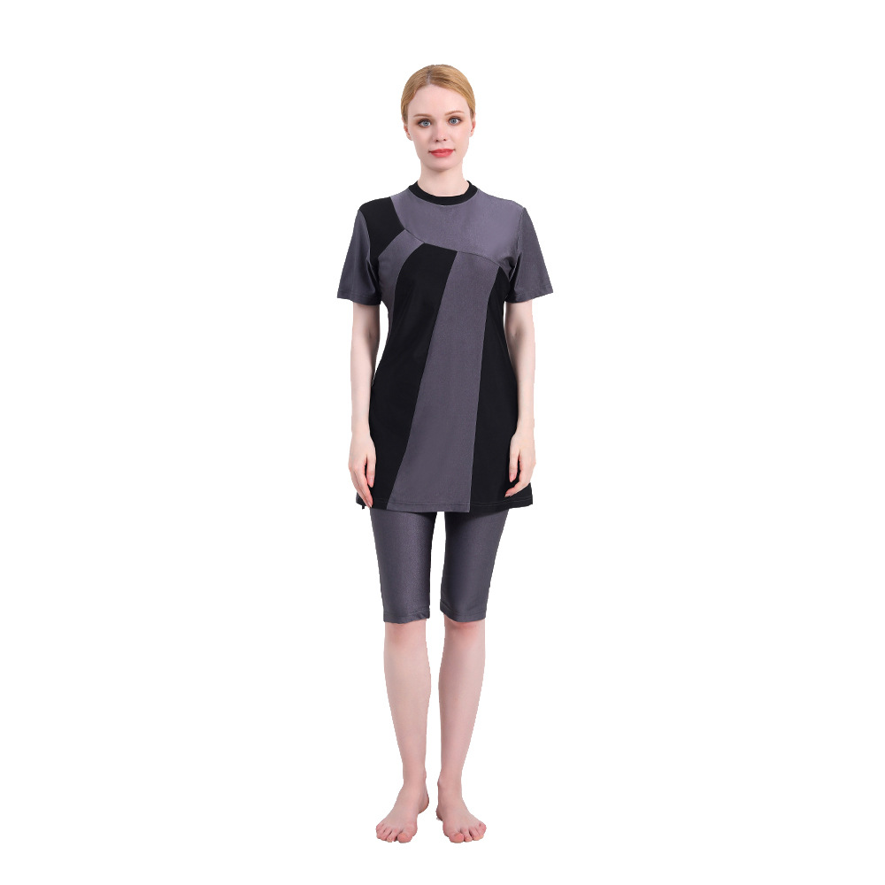 Maillot de bain musulman Burkini avec Hijab pour femmes, maillot de bain islamique, vêtements unis modeste, maillots de bain pour la natation musulmane