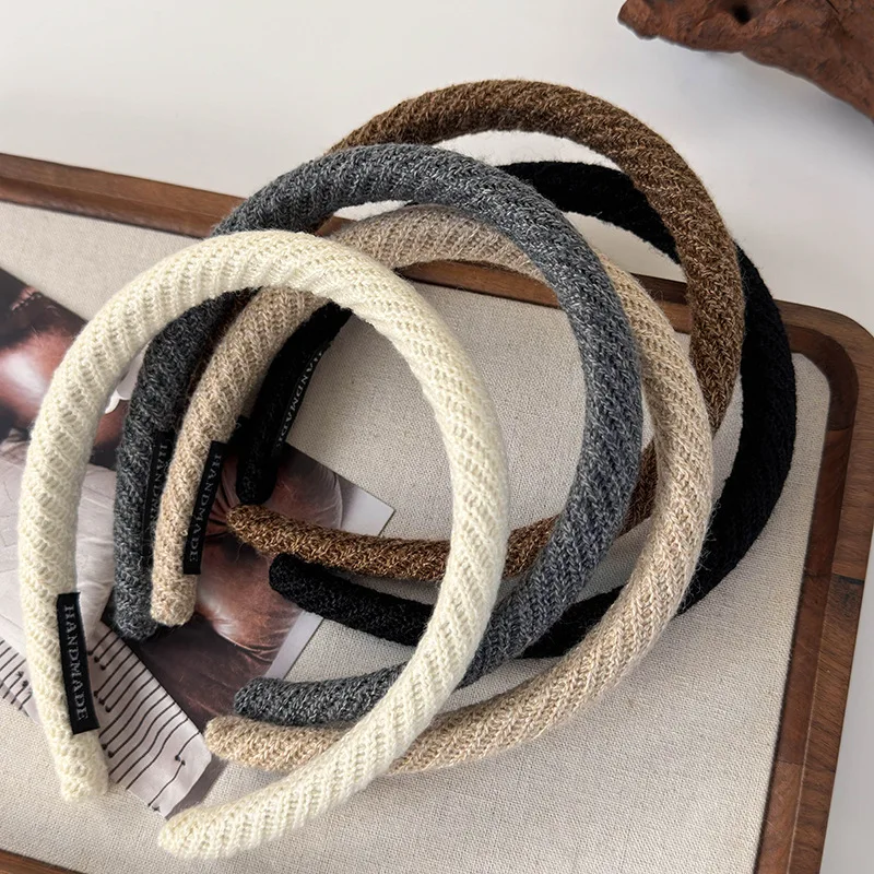 Automne/printemps nouveau laine tricot sergé bandeau pour femme fille rétro élégant cheveux cerceau bandeau dame mode cheveux accessoires
