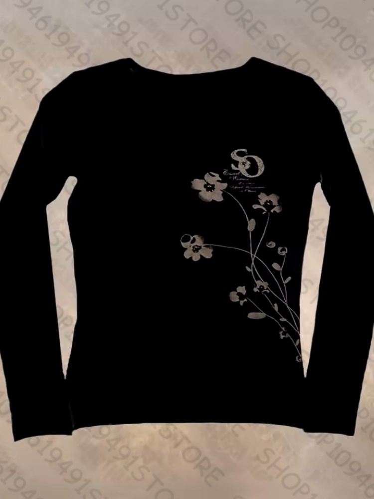 T-shirt à manches longues pour femmes, décontracté, esthétique, rétro, Slim, Punk gothique, vêtements pour femmes, t-shirts à manches longues, Streetwear des années 2000, y2k EMO, hauts pour filles