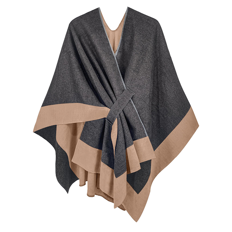 Poncho d'hiver chaud pour femmes, châle bicolore de styliste, couverture épaisse, écharpe de luxe, Cape en cachemire Pashmina, étole