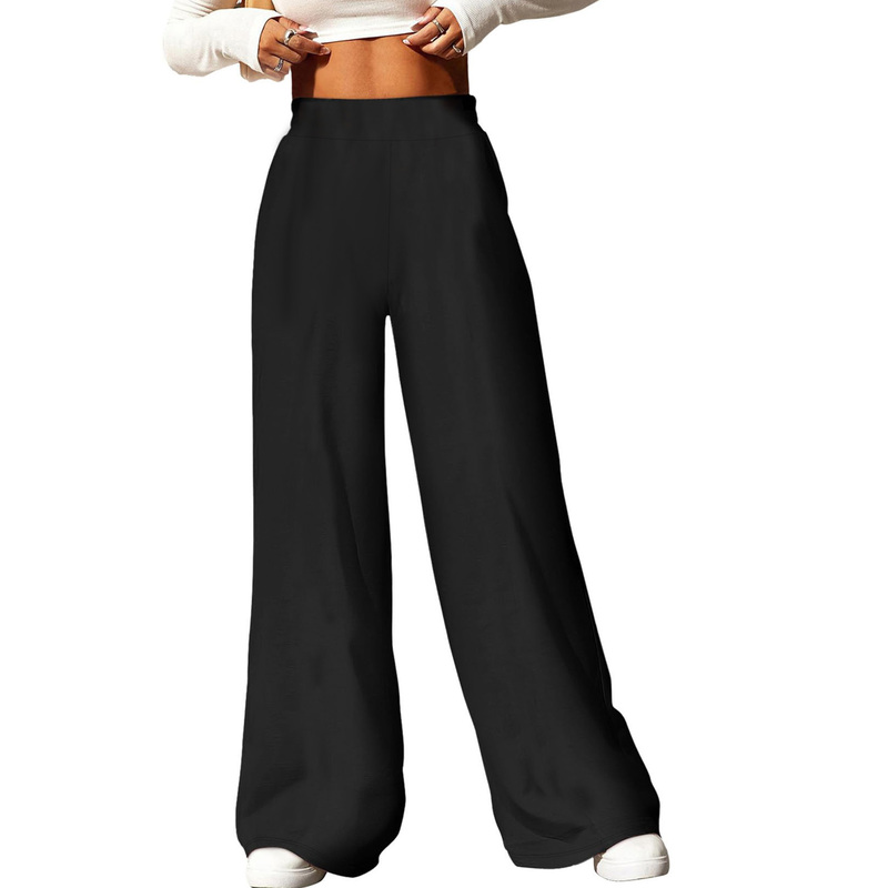 2025 décontracté élégant pantalon à jambes larges femmes solide noir minceur respirant bureau quotidien pantalon
