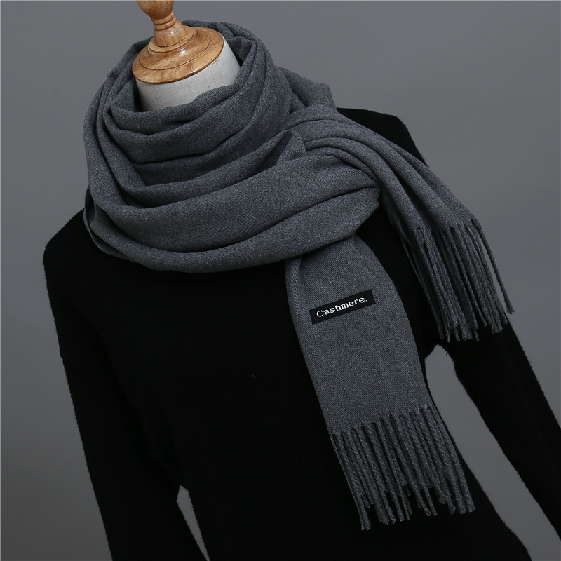 Écharpe en cachemire de couleur unie pour hommes hiver Pashmina foulard chaud marine noir gris foulards d'affaires pour hommes châles Bufandas masculins
