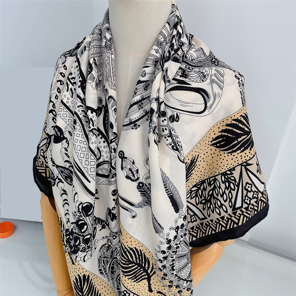 Mode garder au chaud foulard en cachemire de soie femmes châles roulés à la main foulards carrés enveloppes dame Bandana grand Hijabs femme FoulardsSjaal