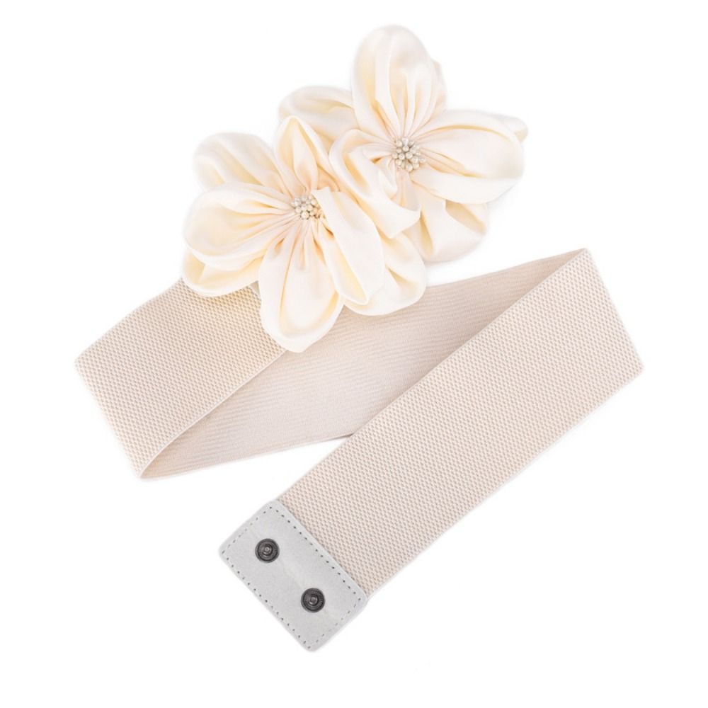 Femmes mode florale large ceinture élastique Chic décontracté grandes fleurs ceinture à la mode taille bande jupe robe manteau décor accessoires