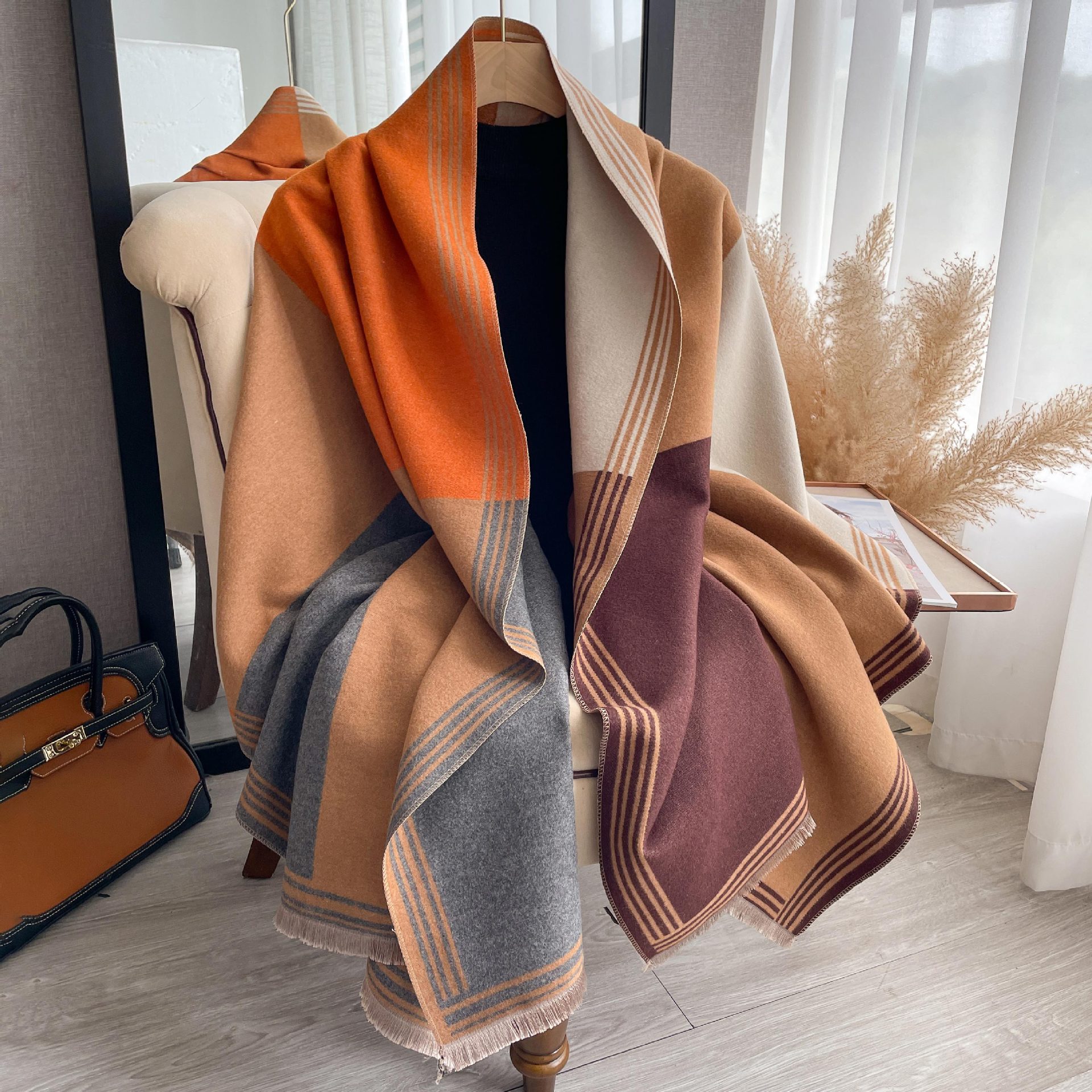 Écharpe d'hiver de luxe femmes cachemire chaud Pashmina marque Foulard femme châles enveloppes épais doux Bufanda Poncho foulards étole 2025