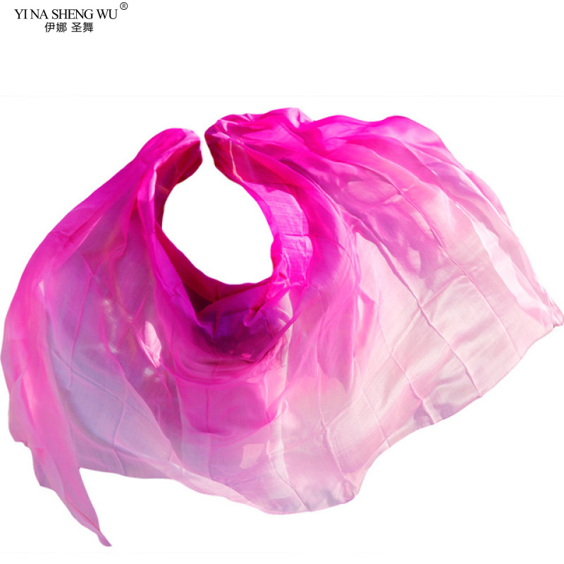 Voiles de danse du ventre personnalisés 100% soie véritable, écharpe à main, châles, accessoire de spectacle sur scène dégradé