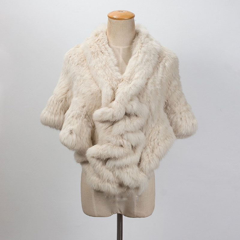 Châle en vraie fourrure de lapin pour femme, avec coupe ondulée, chaud, épais, naturel, avec crochets, à la mode, hiver, vente en gros