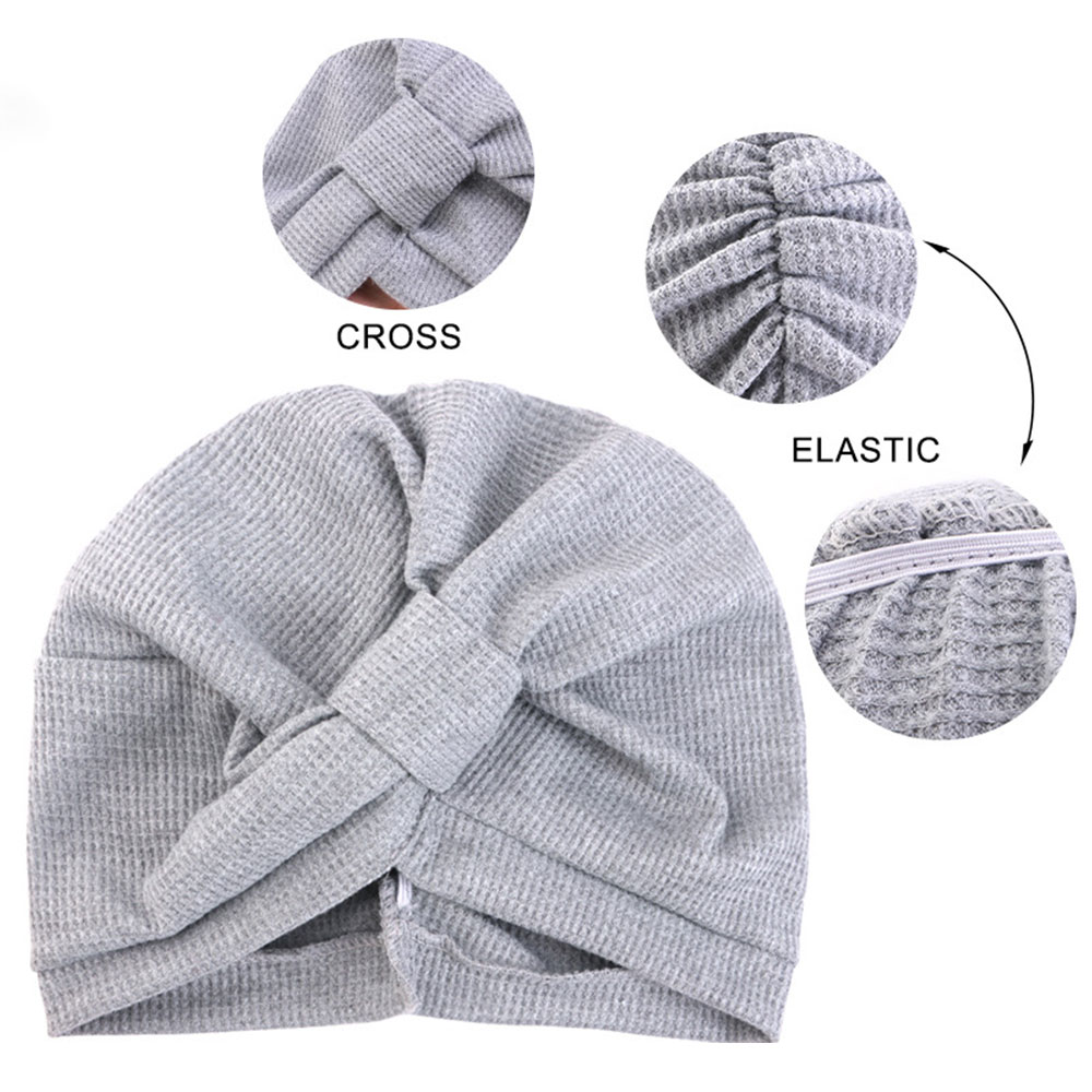 Chapeau turban musulman en coton, bonnet de chimiothérapie, bandanas, bonnet épais respirant, foulard carré gaufré, chapeau enveloppant élastique, chapeau indien