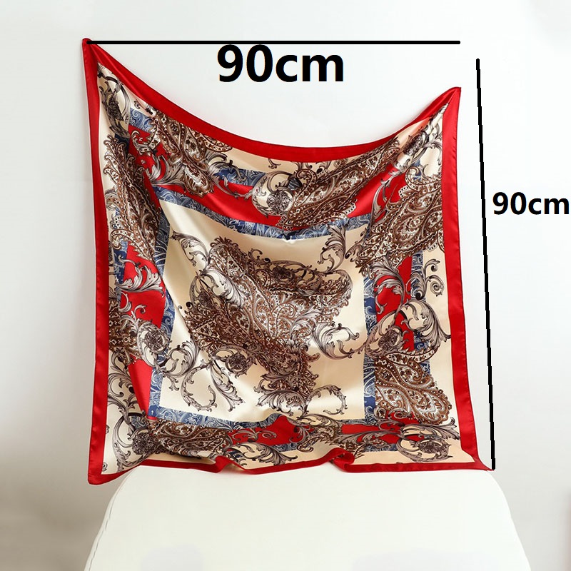 Foulard en satin pour femmes, 90x90cm, pour la tête, accessoire de luxe, pour la présidence, SJ02