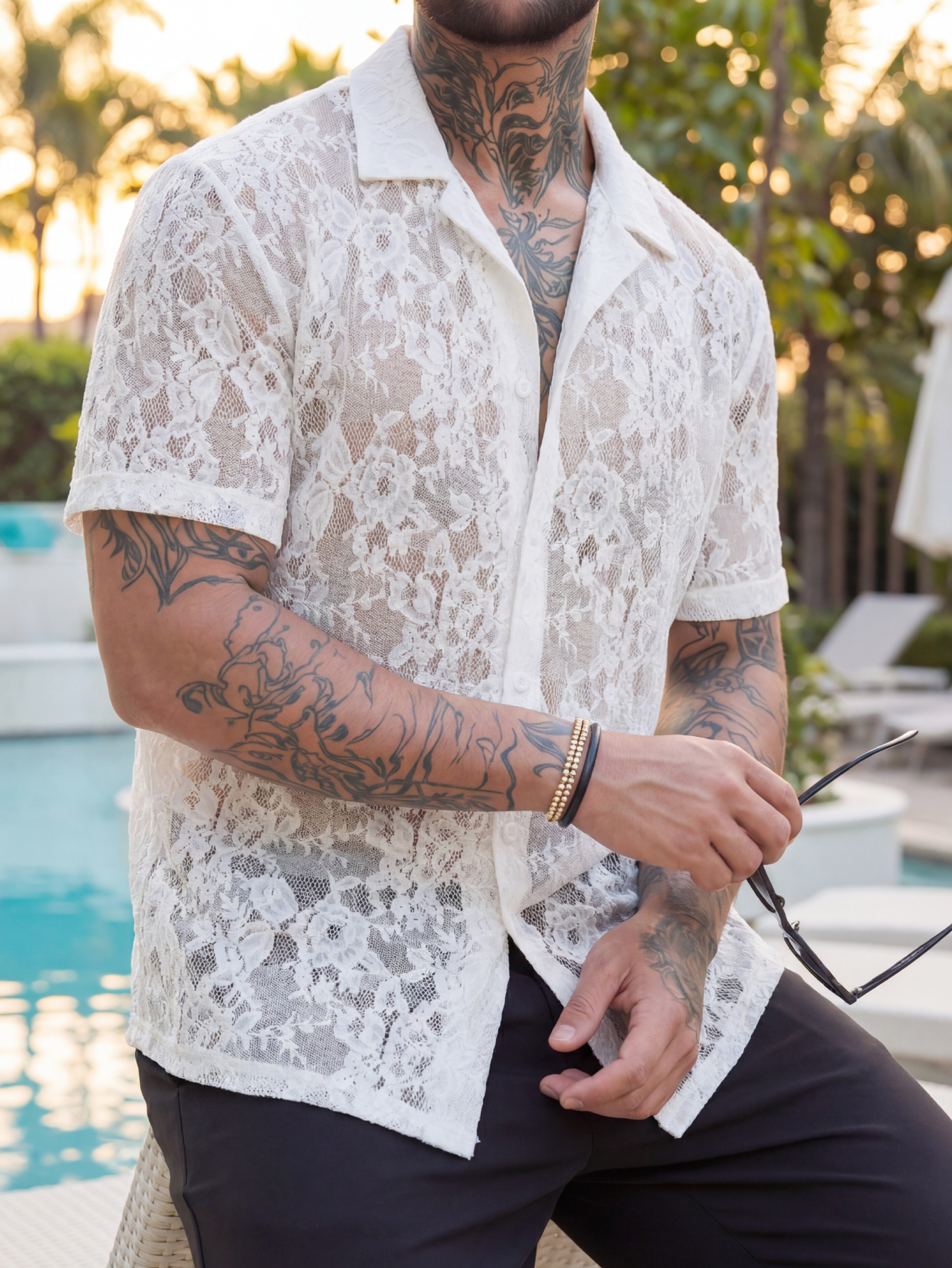 Chemise en jacquard à texture tricotée, style bohème hawaïen, pour homme, décontractée, été, nouvelle collection, vacances à la plage