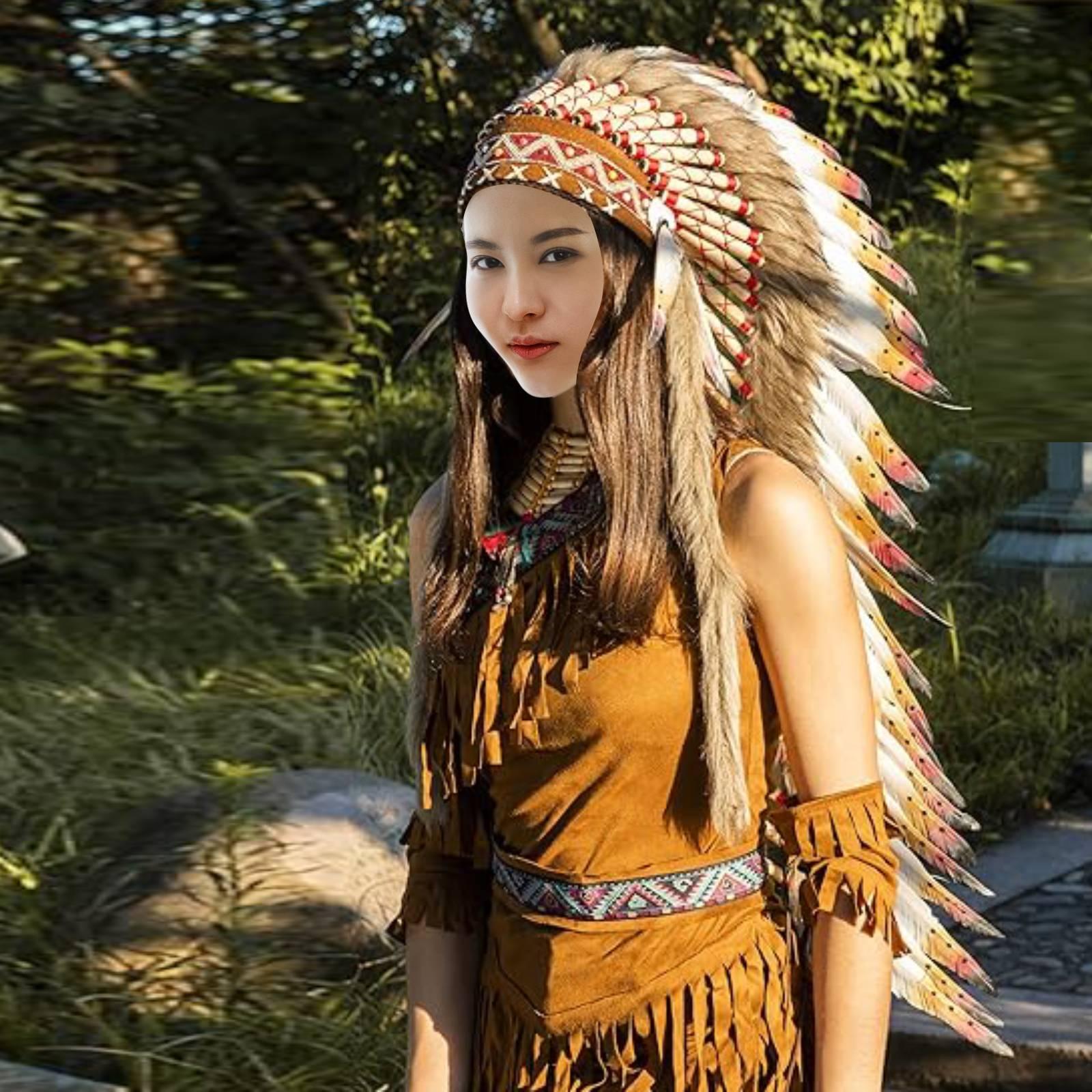 Coiffe indienne à plumes, chapeau de chef indien pour déguisement de carnaval et spectacle