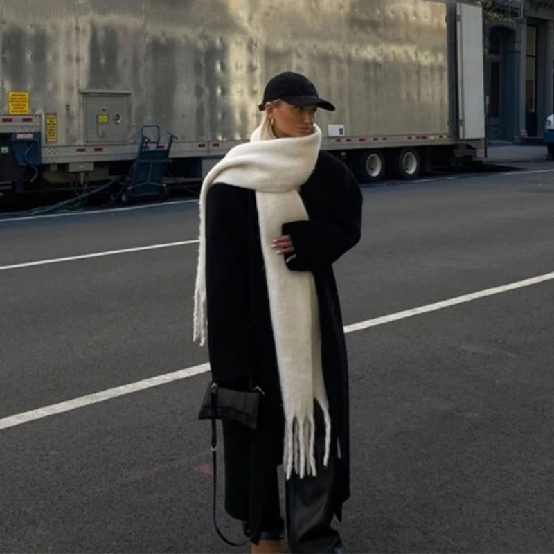Écharpe de Noël longue en laine pour femmes, châle rond épais, écharpes chaudes et douces, rouge, vert, dernier style, automne, hiver, 2024