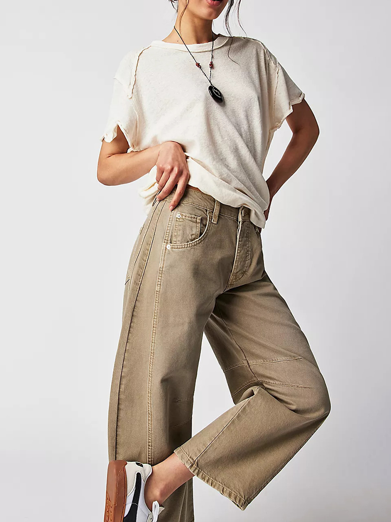 Jean large en denim pour femme, style rétro américain, pantalon Y2K streetwear, coupe droite, décontracté, taille mi-haute