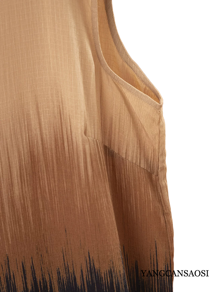 Robe sans manches à col rond en crêpe de soie de mûrier 100 % naturelle, couleur dégradée simple, grande taille, douce pour la peau