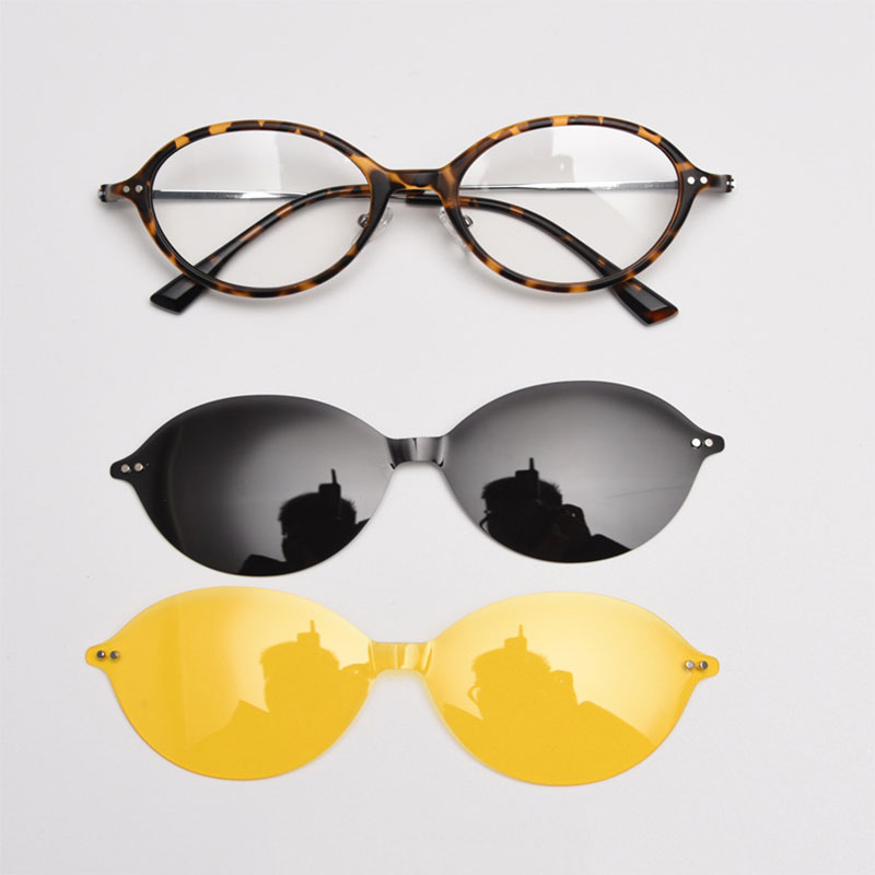 Lunettes de myopie ovales, verres optiques avec ordonnance, monture à clip magnétique avec verres de soleil polarisés, lunettes de lecture pour femmes
