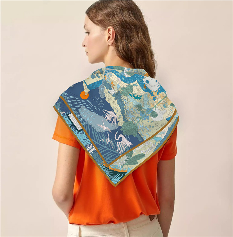 Injplanchers f-Foulards carrés pour femmes, 90cm, motif animaux de la forêt tropicale, enveloppes de plage, châles bandana, hijabs