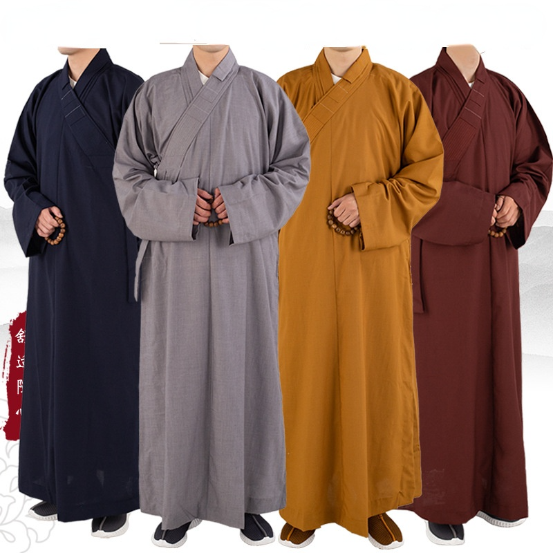 Vêtements traditionnels chinois, Robes longues pour le bouddhisme, vêtements bouddhistes pour hommes adultes, robe de méditation Haiqing