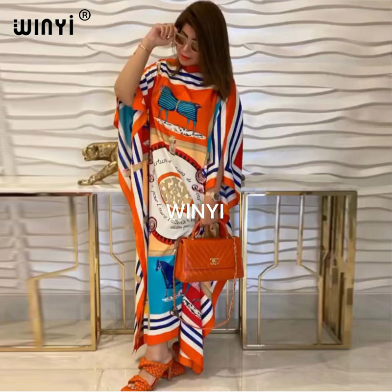 Afrique mode blogueur recommande populaire imprimé soie caftan Maxi robes ample été plage bohème caftan longue robe pour dame
