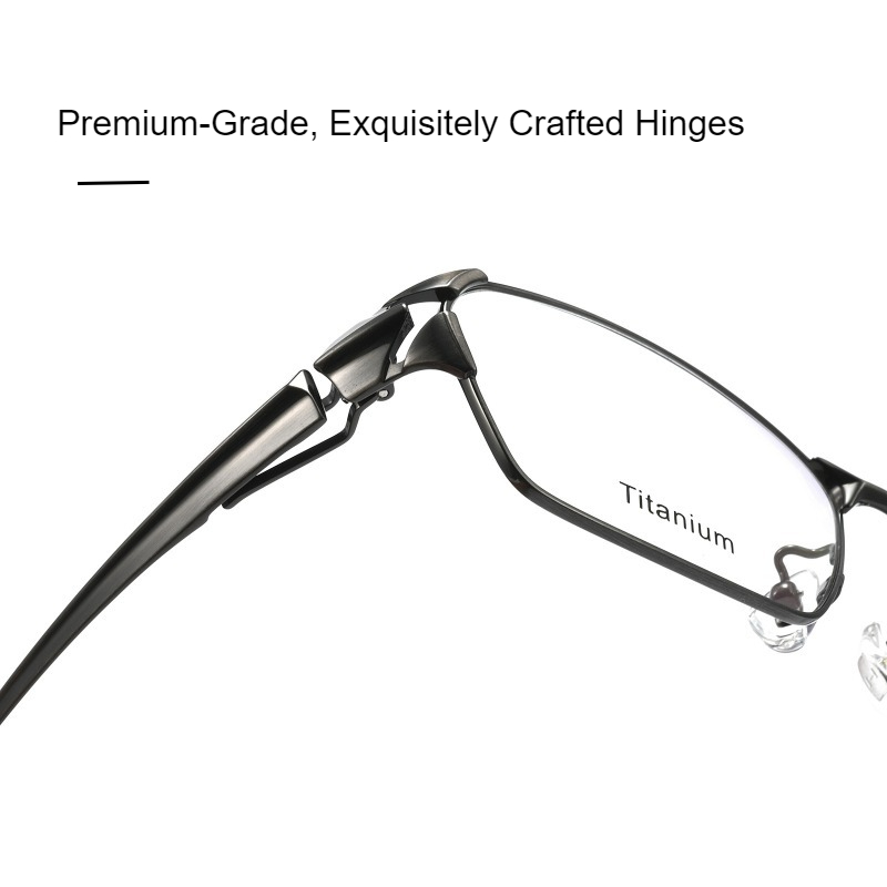 Montures de lunettes futuristes en titane pur d'inspiration technologique pour hommes, branches confortables enveloppantes à coupe large de styliste, monture complète