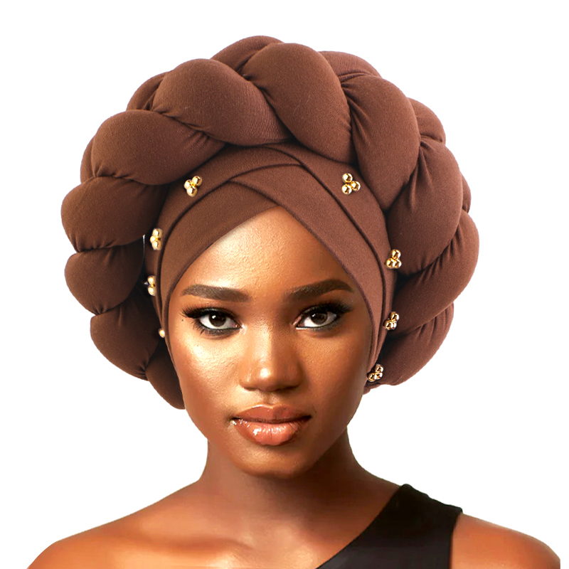 Casquettes Turban tressées pour femmes, couvre-chef musulman, foulard, Bonnet, bandeau, chapeau indien africain, accessoires pour cheveux