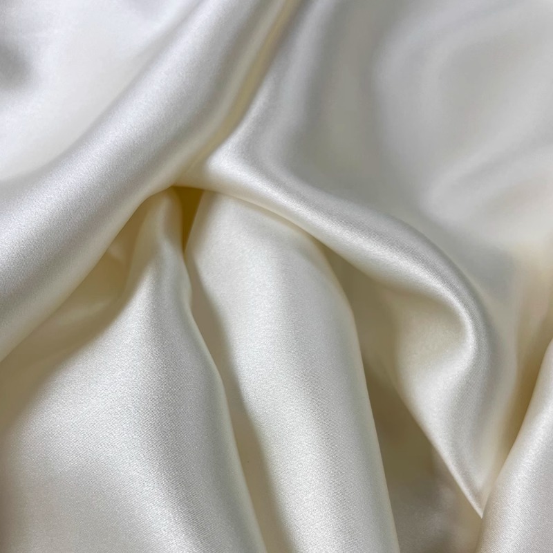 InjHigh Quality Clothing Fabric, Chemise, Pantalon, Robe, Crêpe, Satin, Blanc uni, Mulberry, Style chinois, 19 Mmi, 100%