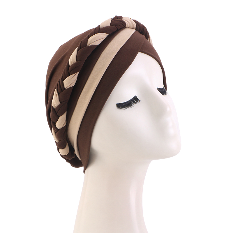 Femmes bohême imprimé tresse Turban Bonnet Hijab casquettes foulard pour musulman intérieur Hijabs Femme Musulman arabe Wrap Turbantes