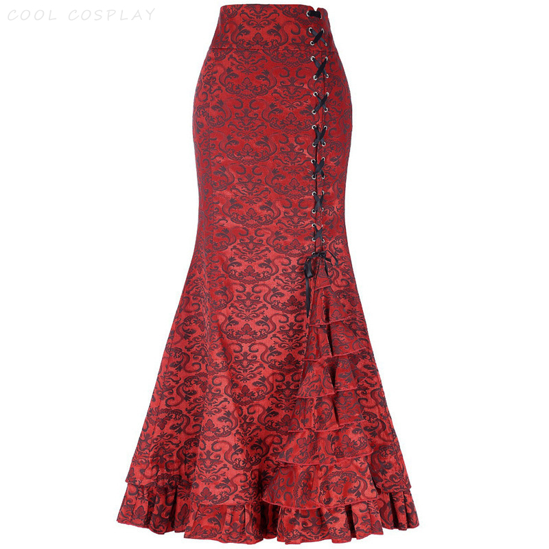 Jupes longues femmes Punk queue de poisson jupe Vintage gothique nouveau tempérament taille haute Goth jupe Festival tenue de fête femme vêtements