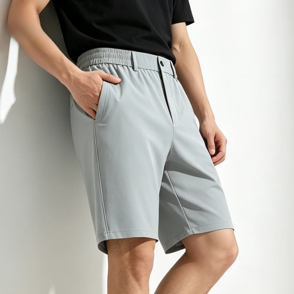 Shorts décontractés pour hommes grande taille 8XL, longueur au-dessus du genou, Bermuda, taille élastique, poche zippée, tissu en soie glacée, vêtements de golf, tailles grandes 44 46.