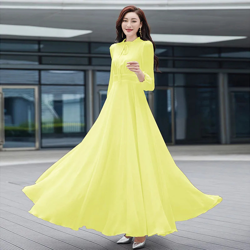 Robe longue en mousseline de soie bohème pour femme, nouvelle collection 2026, élégante, manches longues, 4XL, robe de plage ajustée pour femme