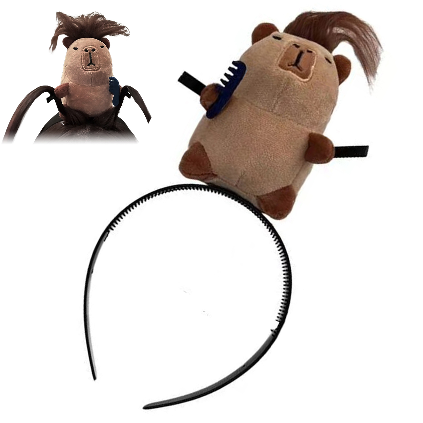 Bande dessinée Capybara bandeau créatif cheveux longs en peluche poupée bandeau drôle lavage coupe soufflage cheveux cerceau cheveux accessoires