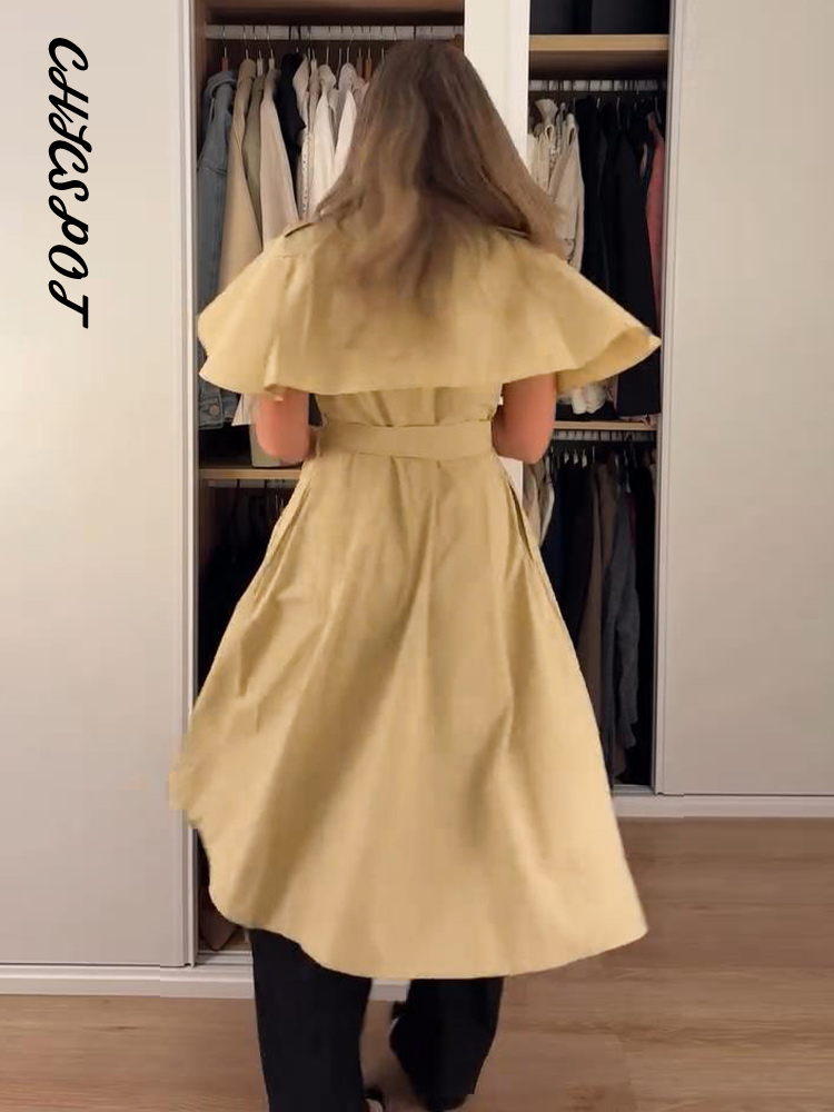 Robe chemise plissée à manches longues, à col cape, à lacets, à épaulettes, à taille cintrée, élégante et chic pour femmes, idéale pour les soirées.